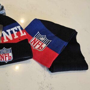 NFL Licensed Team Apparel OSFM  Beanie Knit Pom Hat and Scarf Unisex NEW